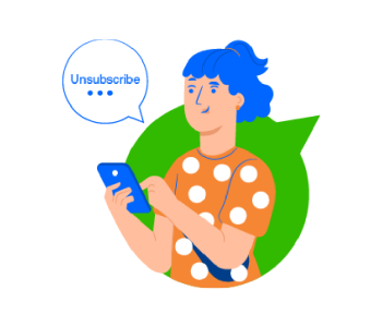 Woman select sent SMS to unsubscribe on Twixtext